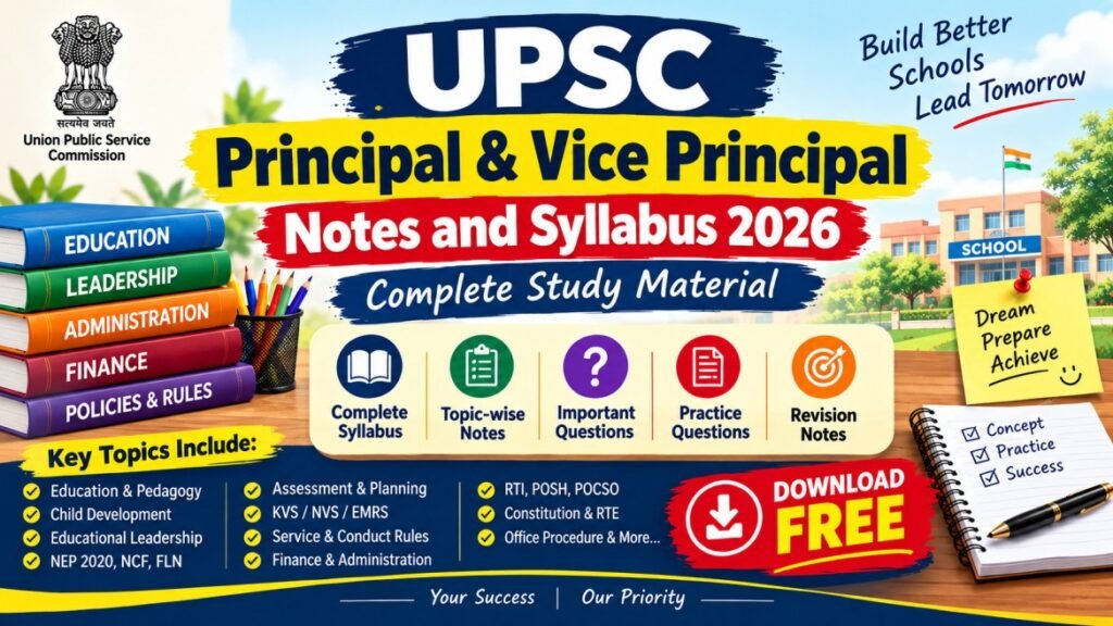 UPSC Principal & Vice Principal Syllabus 2026: Complete Study Notes